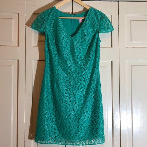 Lilly Pulitzer Green Lace Dress SZ S - Picture 1 of 8
